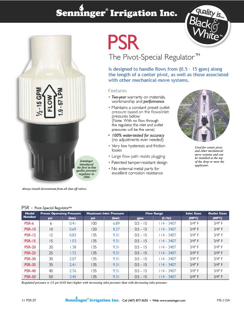 Reductor de presiune PSR 2 -Fi 3/4